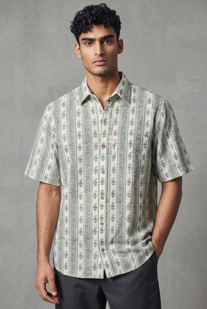 [M-BP-041] White Border Buta Print (M)